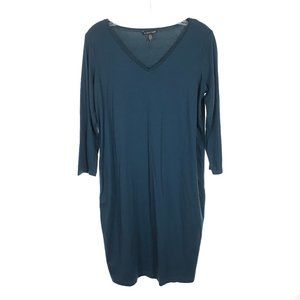 Womens Size Small Eileen Fisher Round Neck Tencel Jersey Bracelet Sleeve Dress